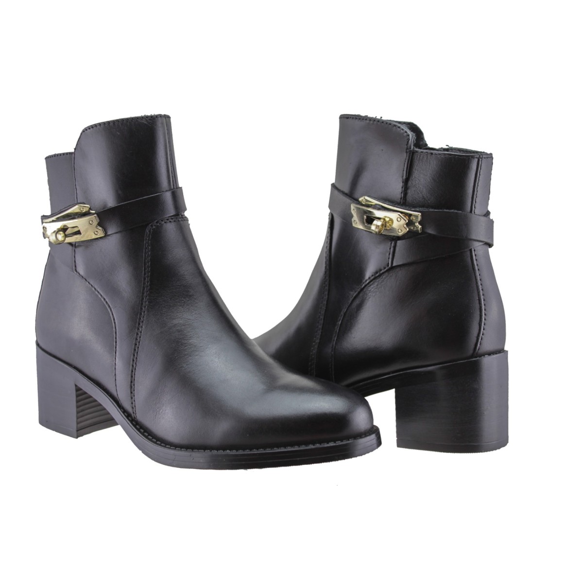 Parrotto Leather Shoes Γυναικεία Μποτάκια Δέρμα VB26-4207 Μαύρο