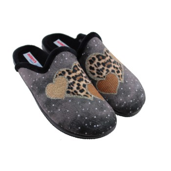Adam's Shoes Γυναικείες Παντόφλες 624-26544 Γκρι Μαύρο