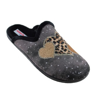 Adam's Shoes Γυναικείες Παντόφλες 624-26544 Γκρι Μαύρο