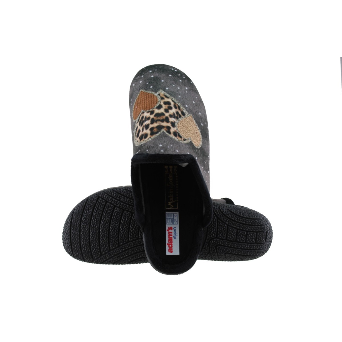 Adam's Shoes Γυναικείες Παντόφλες 624-26544 Γκρι Μαύρο