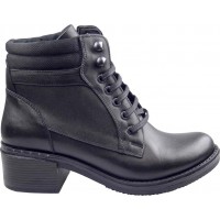 Act Shoes Γυναικεία Μποτάκια Δέρμα 91102 Μαύρο