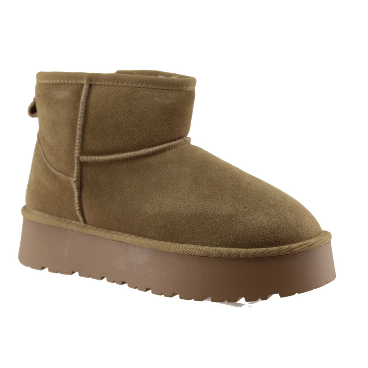 CATWALK Γυναικεία Μποτάκια Δέρμα W23Q22084-2 Κάμελ Suede
