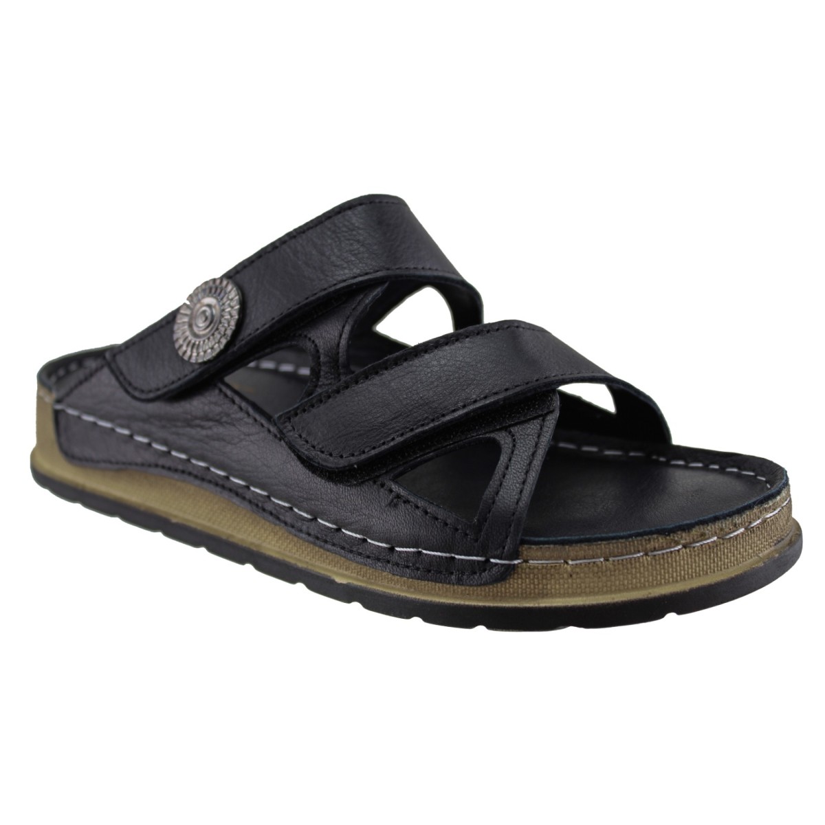 Act Shoes Γυναικεία Σανδάλια Δέρμα 302 Μαύρο