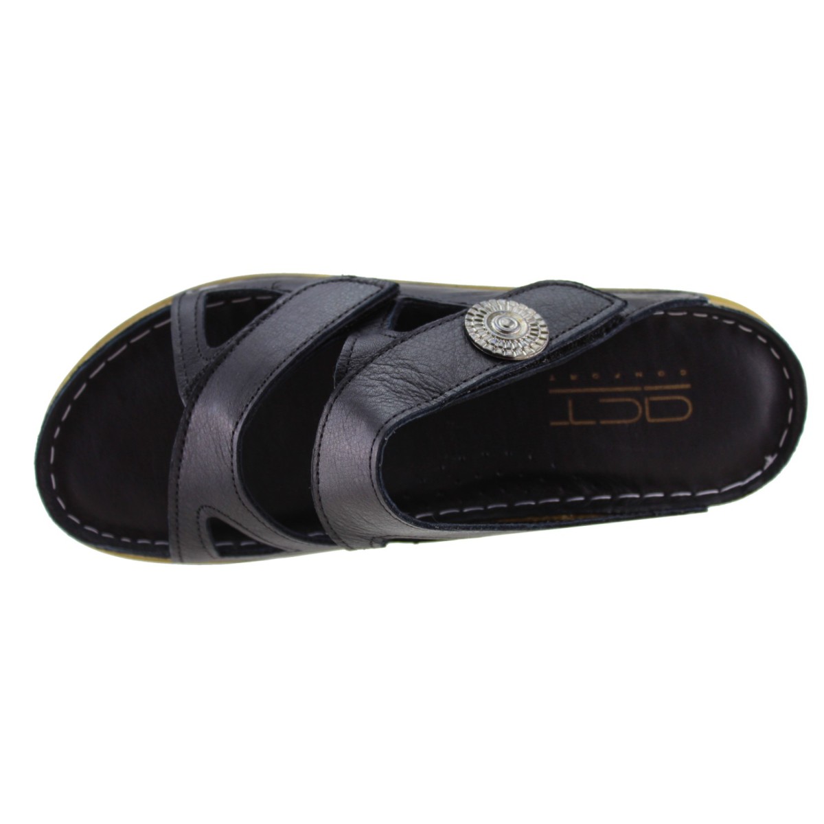 Act Shoes Γυναικεία Σανδάλια Δέρμα 302 Μαύρο