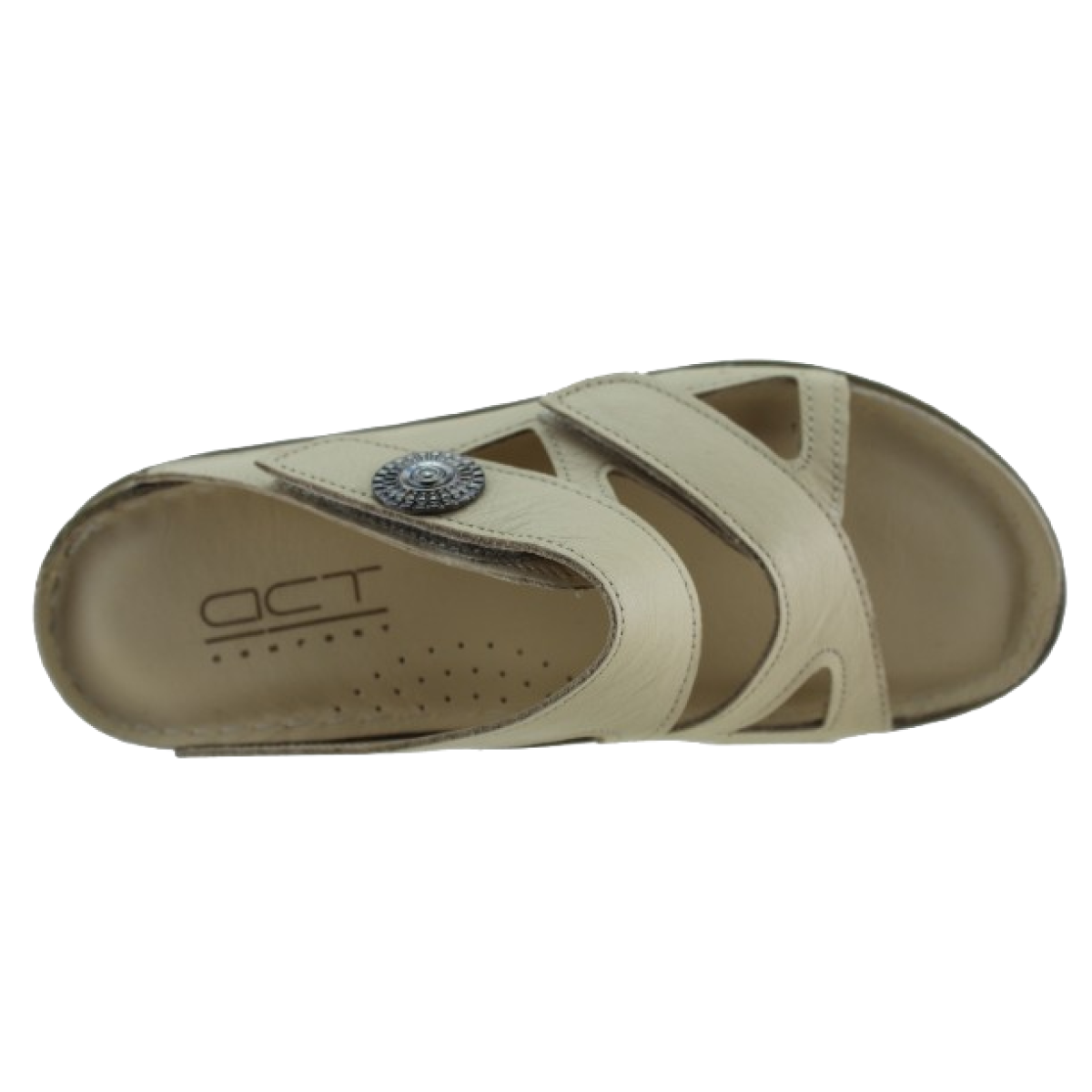 Act Shoes Γυναικεία Σανδάλια Δέρμα 302 Μπεζ