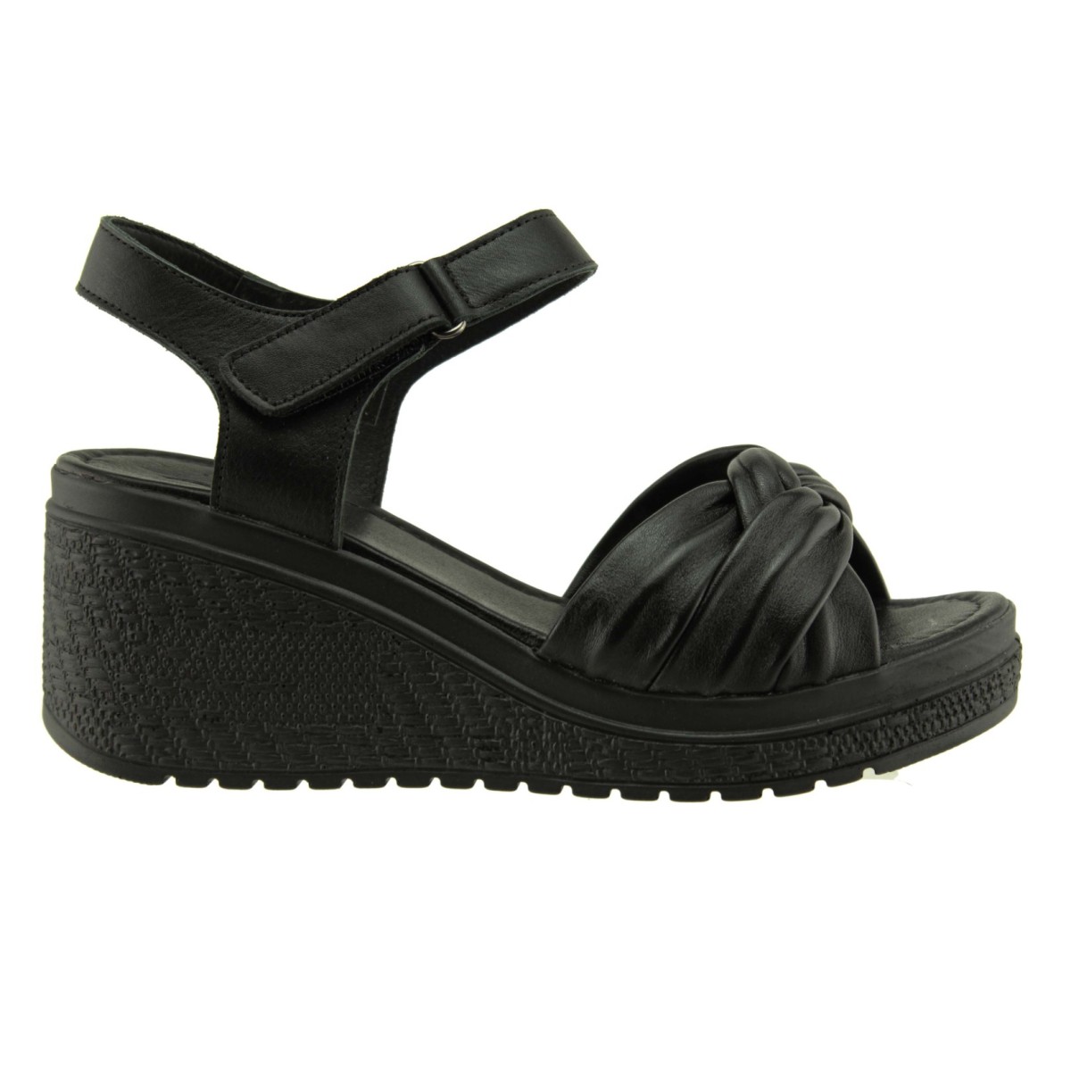 Act Shoes Γυναικεία Πέδιλα Πλατφόρμες Δέρμα 443024 Μαύρο