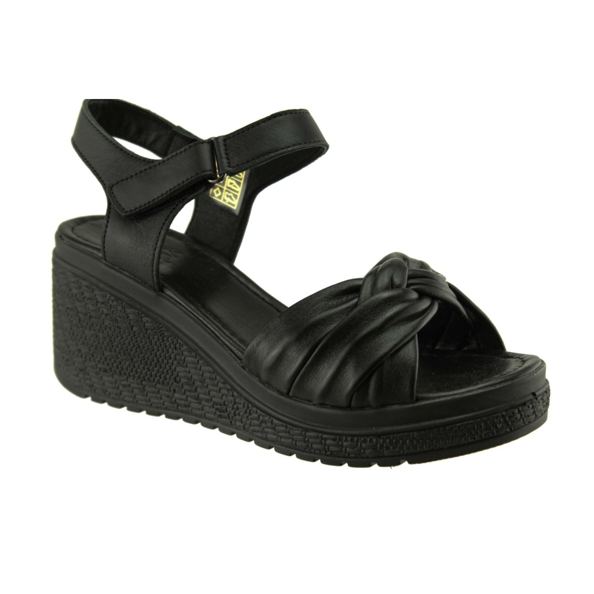 Act Shoes Γυναικεία Πέδιλα Πλατφόρμες Δέρμα 443024 Μαύρο