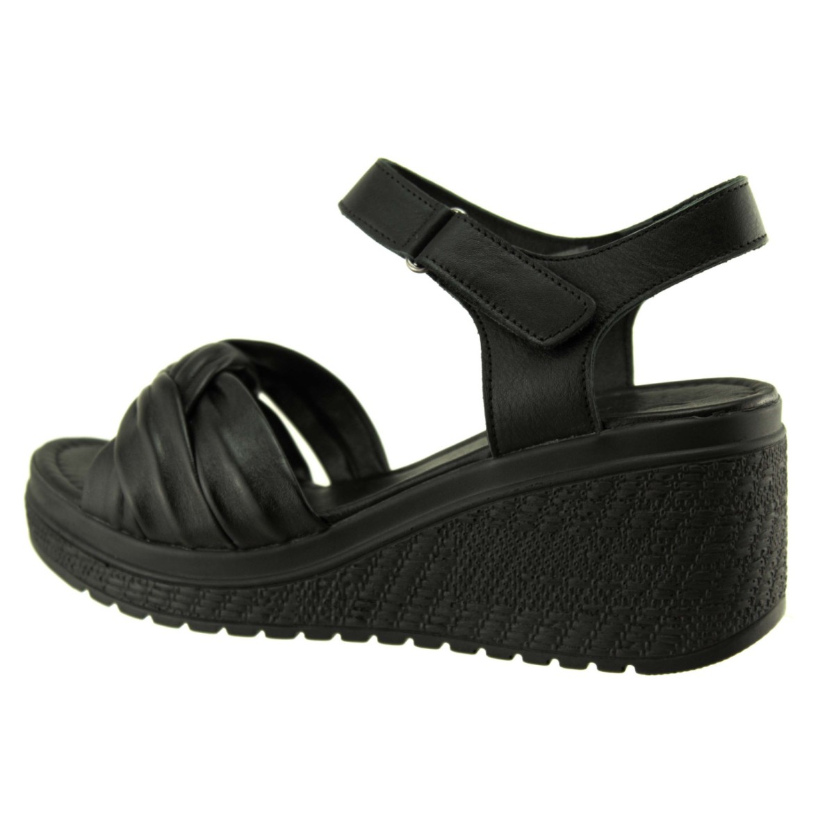 Act Shoes Γυναικεία Πέδιλα Πλατφόρμες Δέρμα 443024 Μαύρο