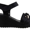 Act Shoes Γυναικεία Πέδιλα Πλατφόρμες Δέρμα 443071 Μαύρο