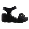 Act Shoes Γυναικεία Πέδιλα Πλατφόρμες Δέρμα 443071 Μαύρο