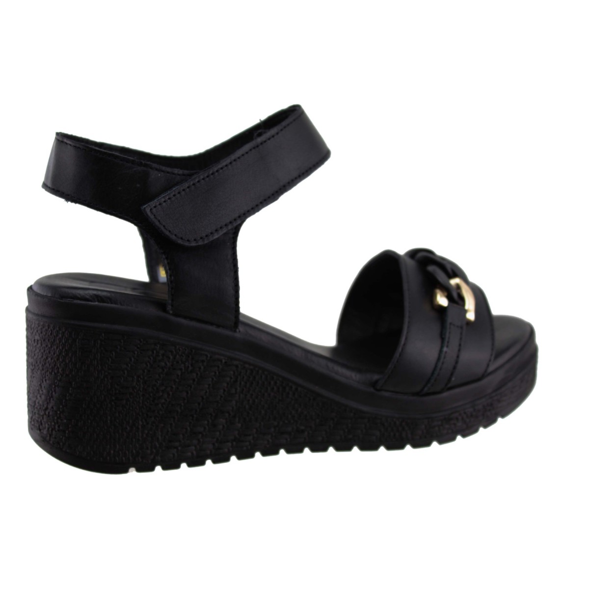 Act Shoes Γυναικεία Πέδιλα Πλατφόρμες Δέρμα 443071 Μαύρο