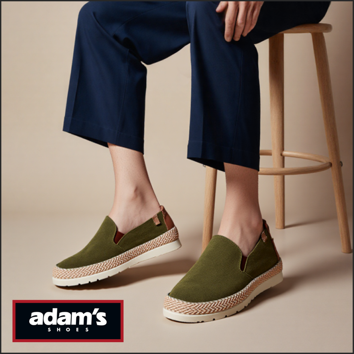 Adam's Shoes Ανδρικές Espadrilles Δέρμα 739-26002 Χακί