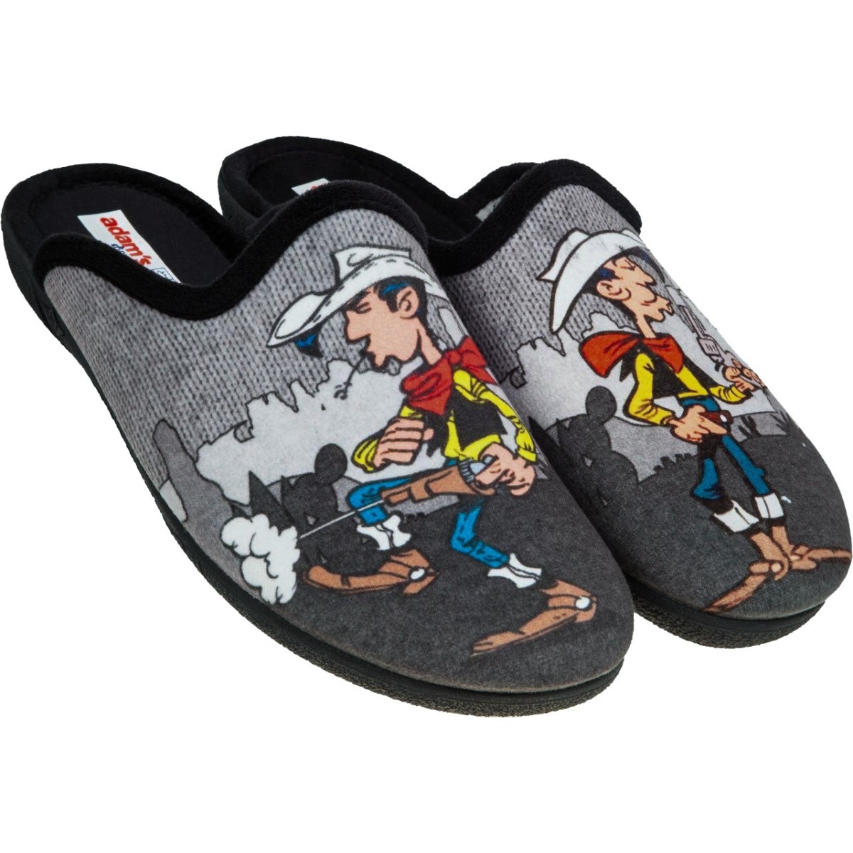Adam's Shoes Ανδρικές Παντόφλες Lucky Luke 624-25536 Μαύρο Γκρι