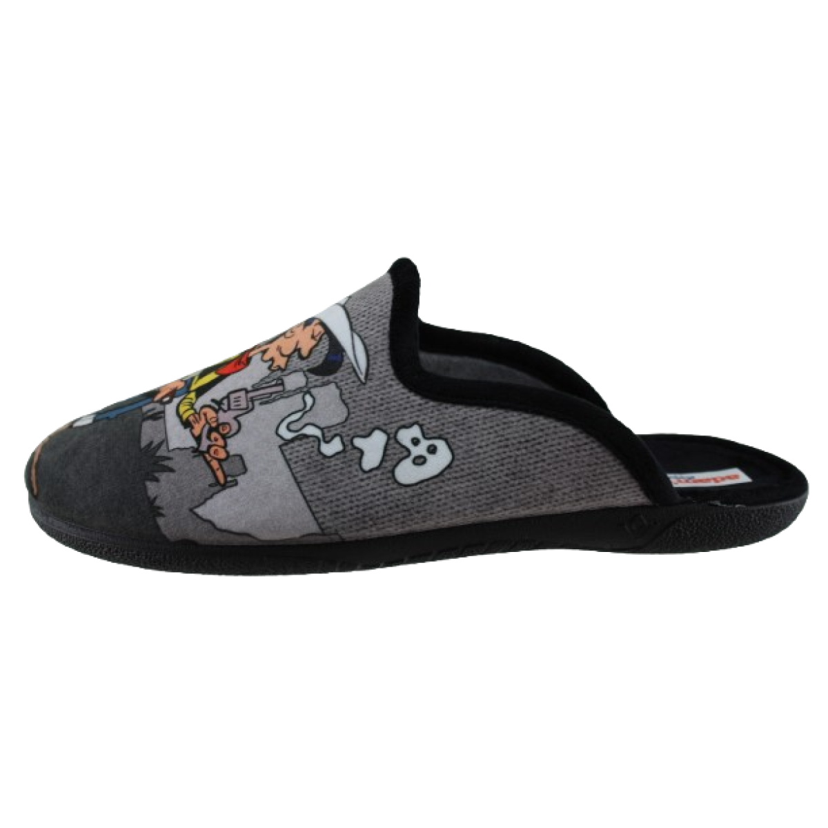 Adam's Shoes Ανδρικές Παντόφλες Lucky Luke 624-25536 Μαύρο Γκρι