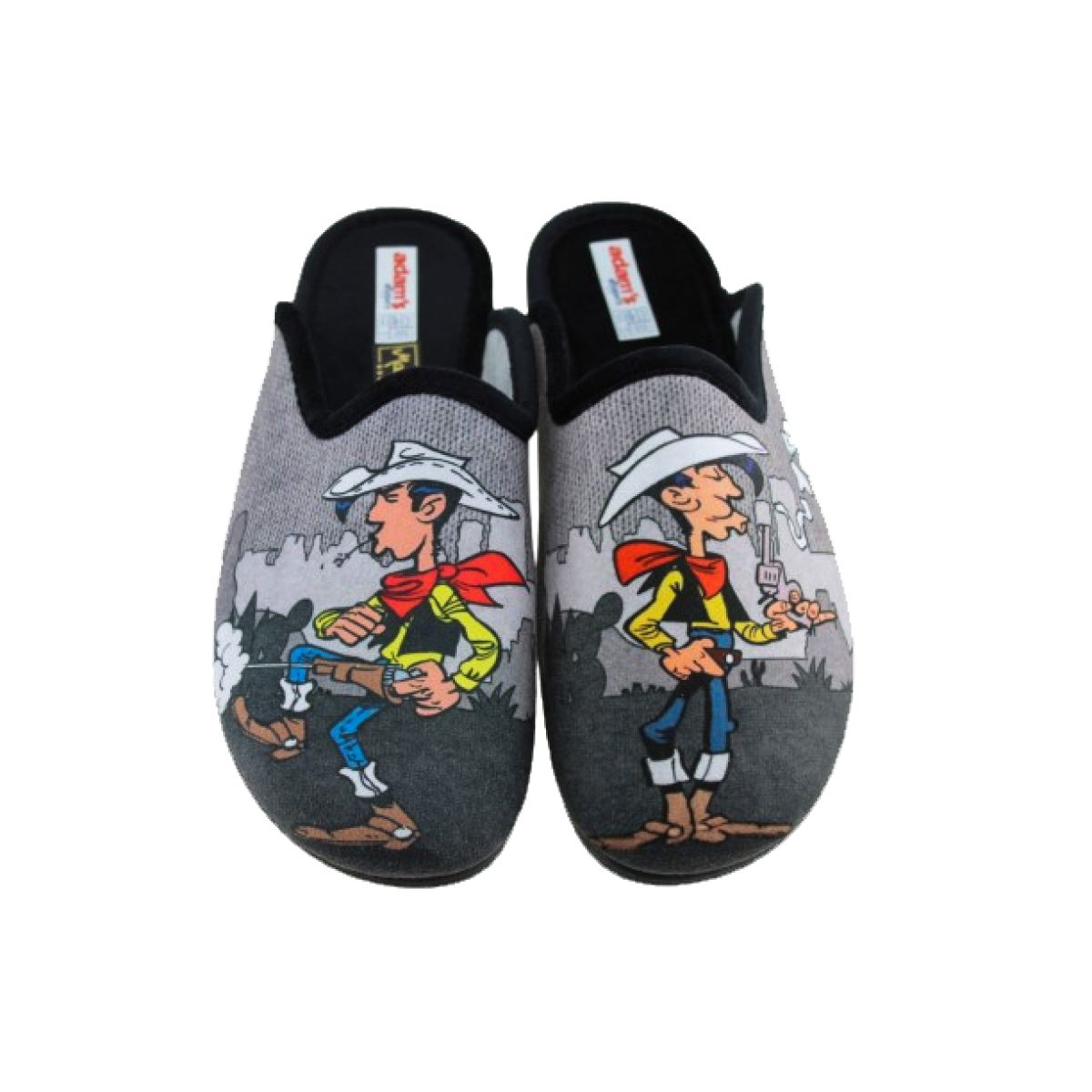 Adam's Shoes Ανδρικές Παντόφλες Lucky Luke 624-25536 Μαύρο Γκρι