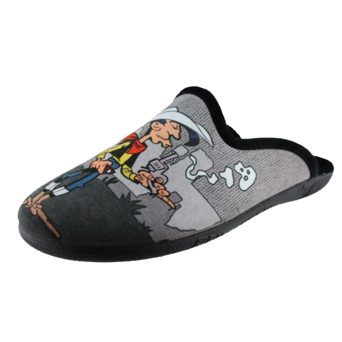 Adam's Shoes Ανδρικές Παντόφλες Lucky Luke 624-25536 Μαύρο Γκρι