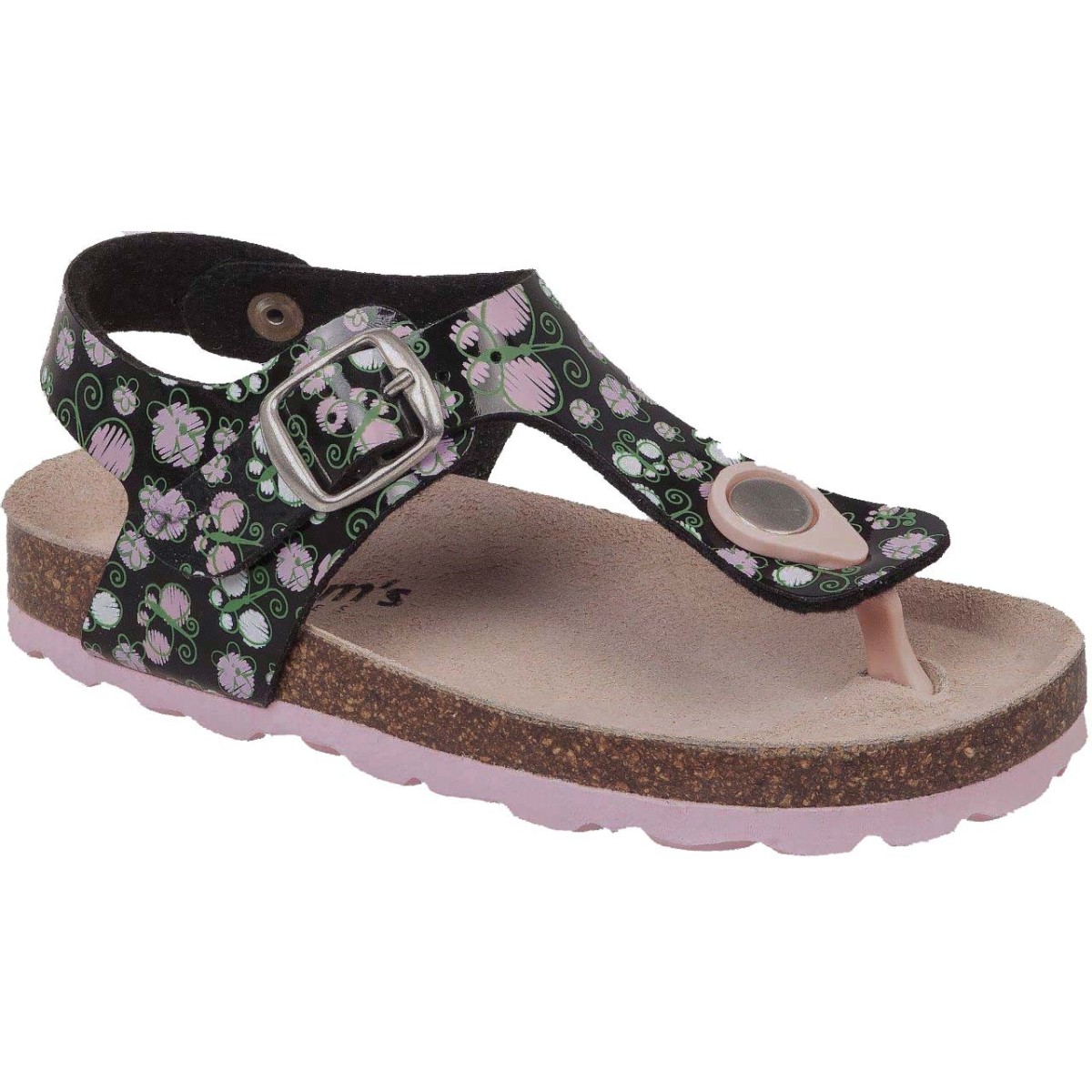 Adam's Shoes Παιδικά Πέδιλα 708-21019 Μαύρο Φλοράλ