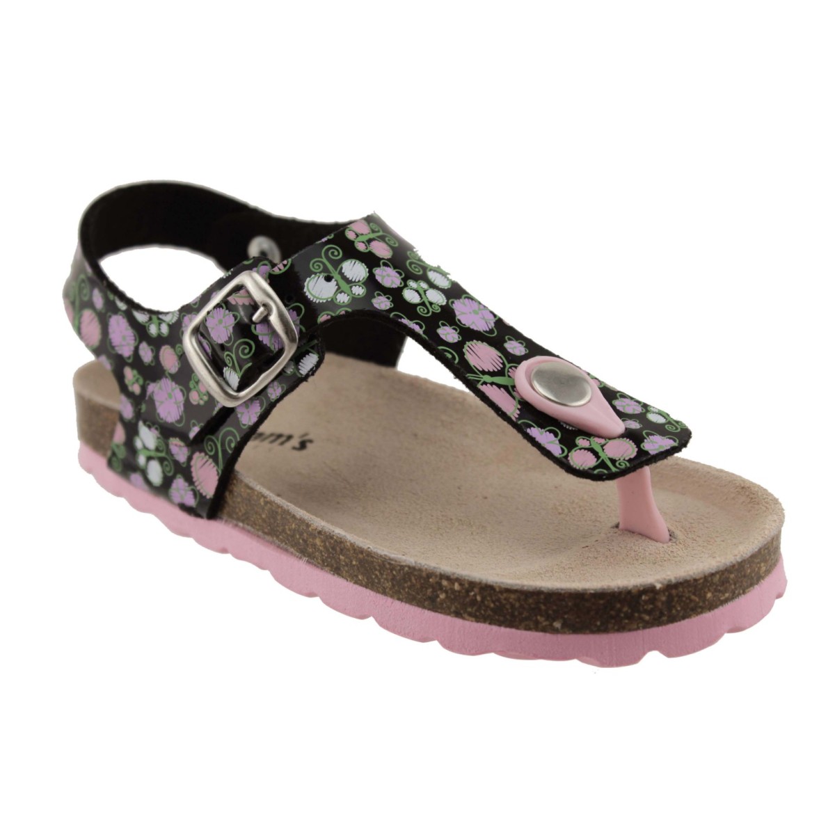 Adam's Shoes Παιδικά Πέδιλα 708-21019 Μαύρο Φλοράλ