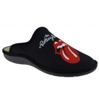 Adam's Shoes Ανδρικές Παντόφλες Rolling Stones 754-21503 Μαύρο