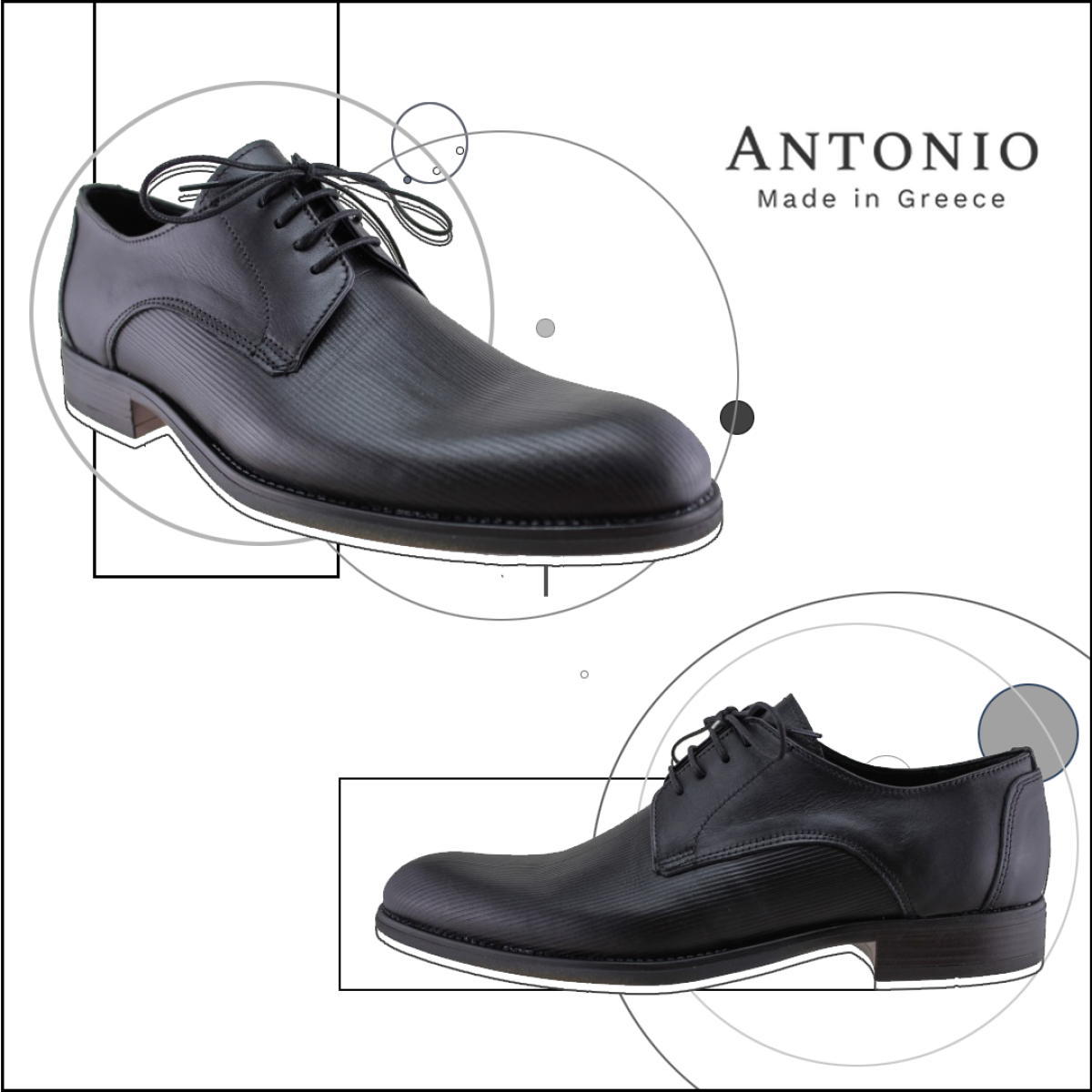 Antonio Ανδρικά Αμπιγέ Δέρμα 350-OXF STRIPE  Μαύρο