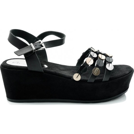 Envie Shoes Γυναικεία Πέδιλα Πλατφόρμες V21-09061-34 Μαύρο Suede