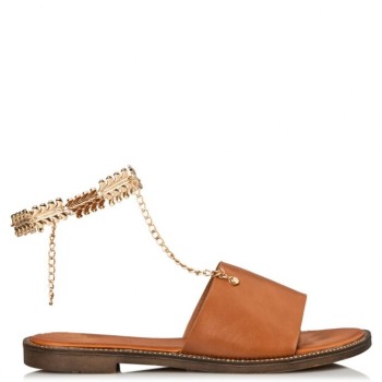 Envie Shoes Γυναικεία Πέδιλα Flat V96-15409-26 Κάμελ