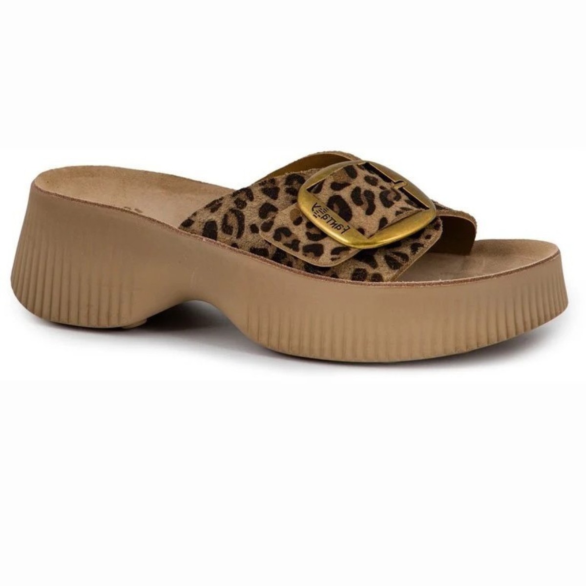FANTASY SANDALS Γυναικεία Σανδάλια Πλατφόρμες Δέρμα S2105 Mocca Leopard