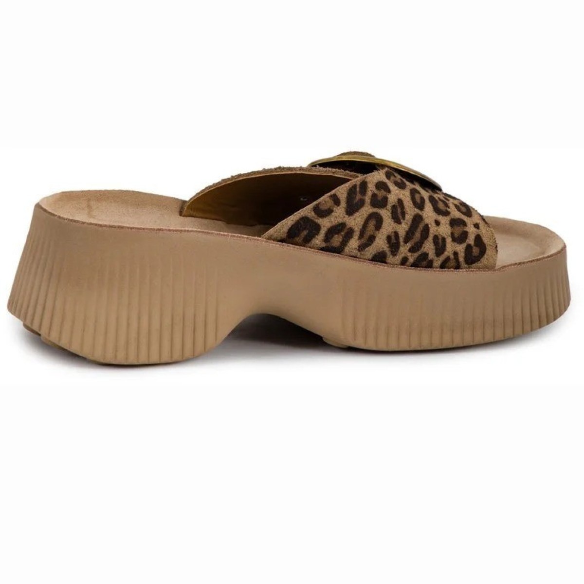 FANTASY SANDALS Γυναικεία Σανδάλια Πλατφόρμες Δέρμα S2105 Mocca Leopard