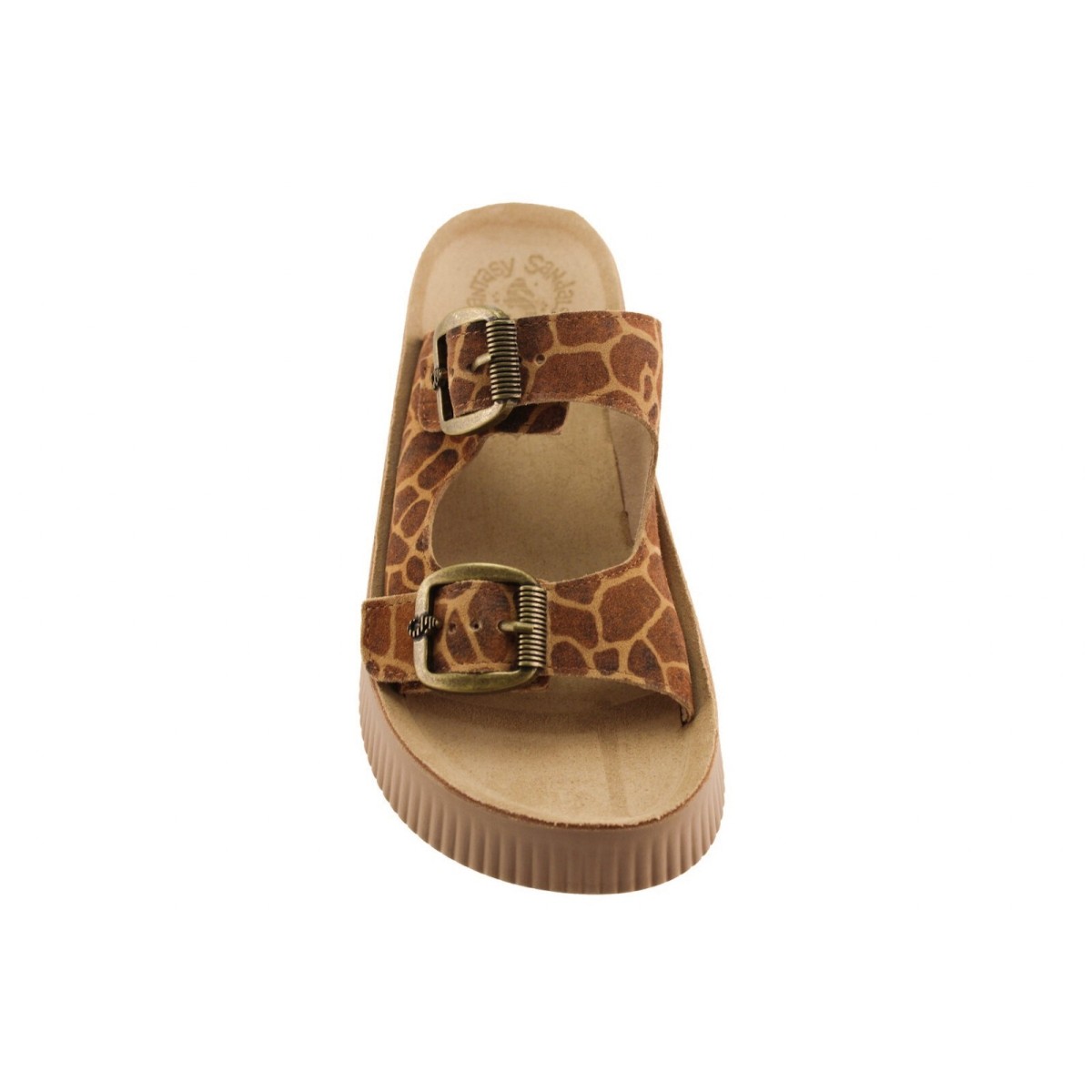 FANTASY SANDALS Γυναικεία Σανδάλια Πλατφόρμες Δέρμα S2100 Tabac Giraffe