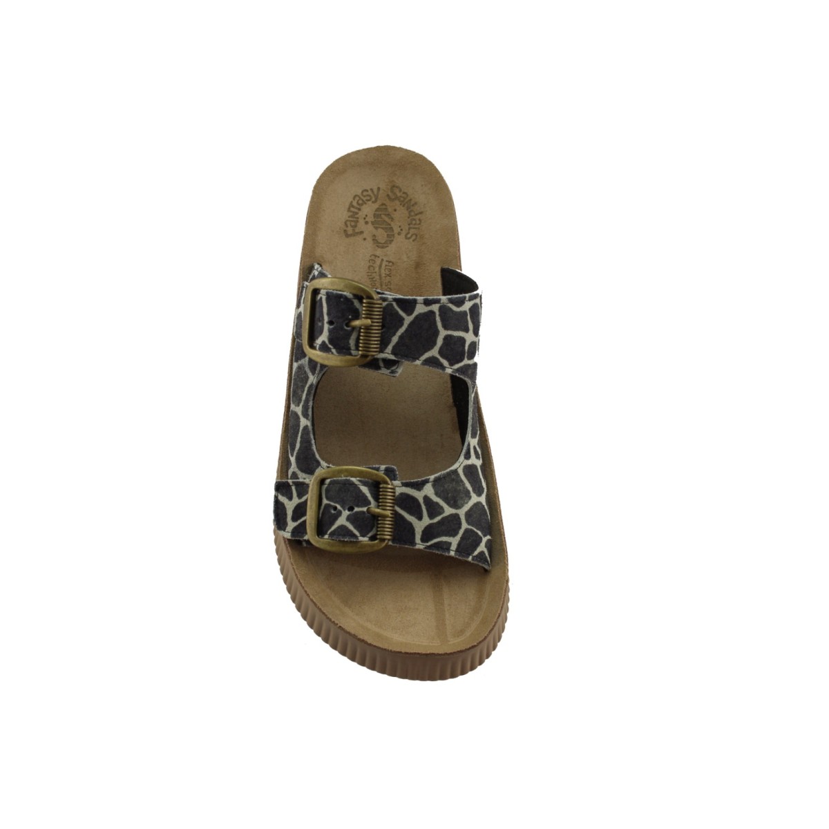 FANTASY SANDALS Γυναικεία Σανδάλια Πλατφόρμες Δέρμα S2100 Black Giraffe