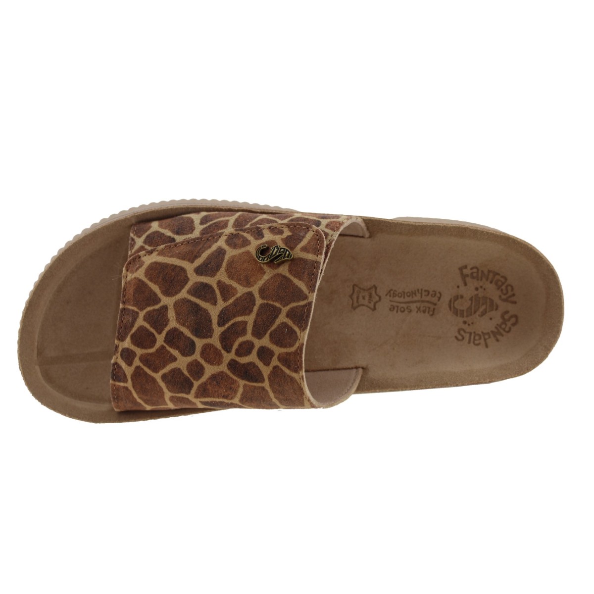 FANTASY SANDALS Γυναικεία Σανδάλια Πλατφόρμες Δέρμα S2101 Tabac Giraffe