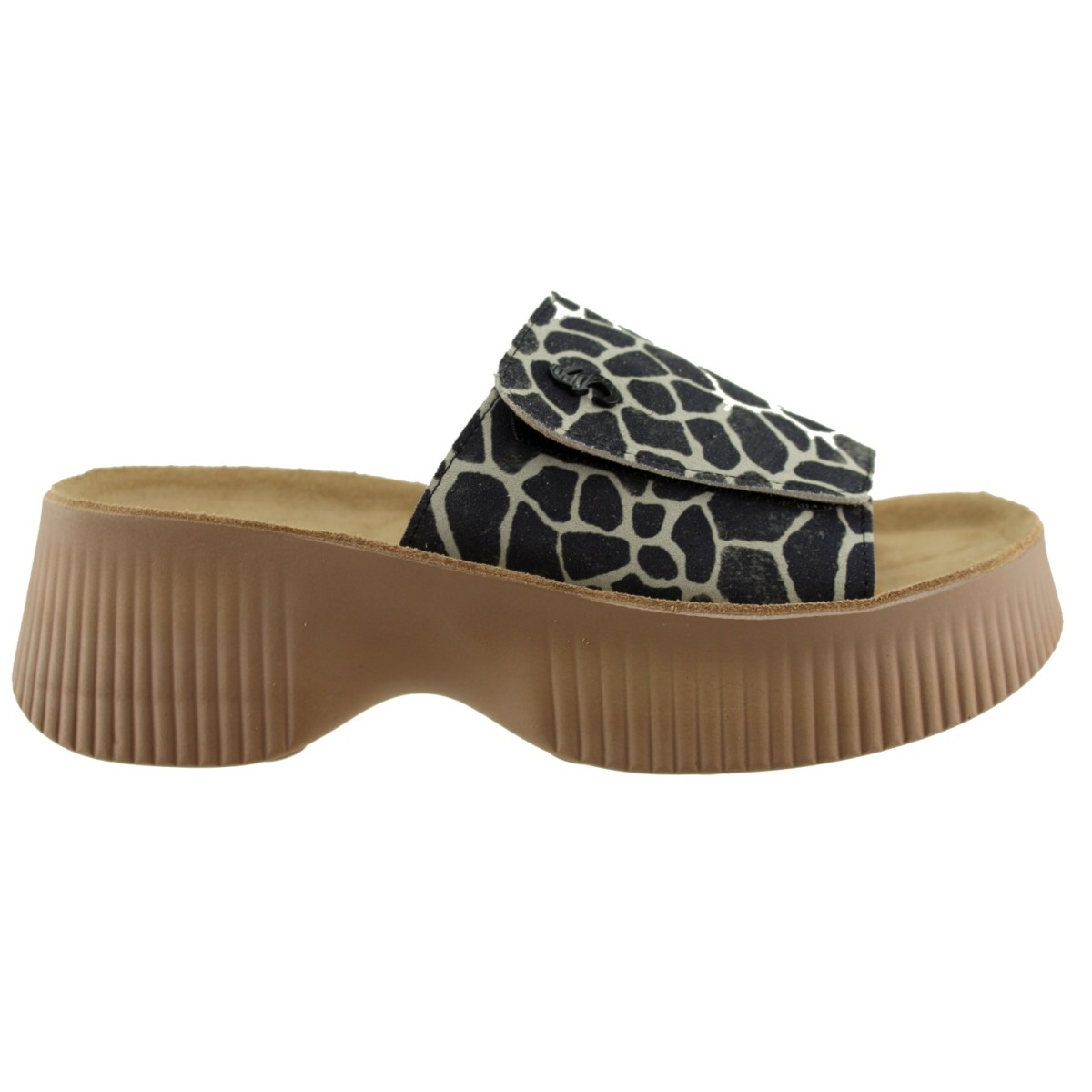FANTASY SANDALS Γυναικεία Σανδάλια Πλατφόρμες Δέρμα S2101 Black Giraffe
