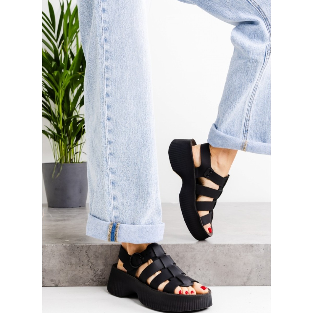 FANTASY SANDALS Γυναικεία Πέδιλα Πλατφόρμες Δέρμα S2106 Black FANTASY SANDALS Γυναικεία Πέδιλα Πλατφόρμες Δέρμα S2106 Black