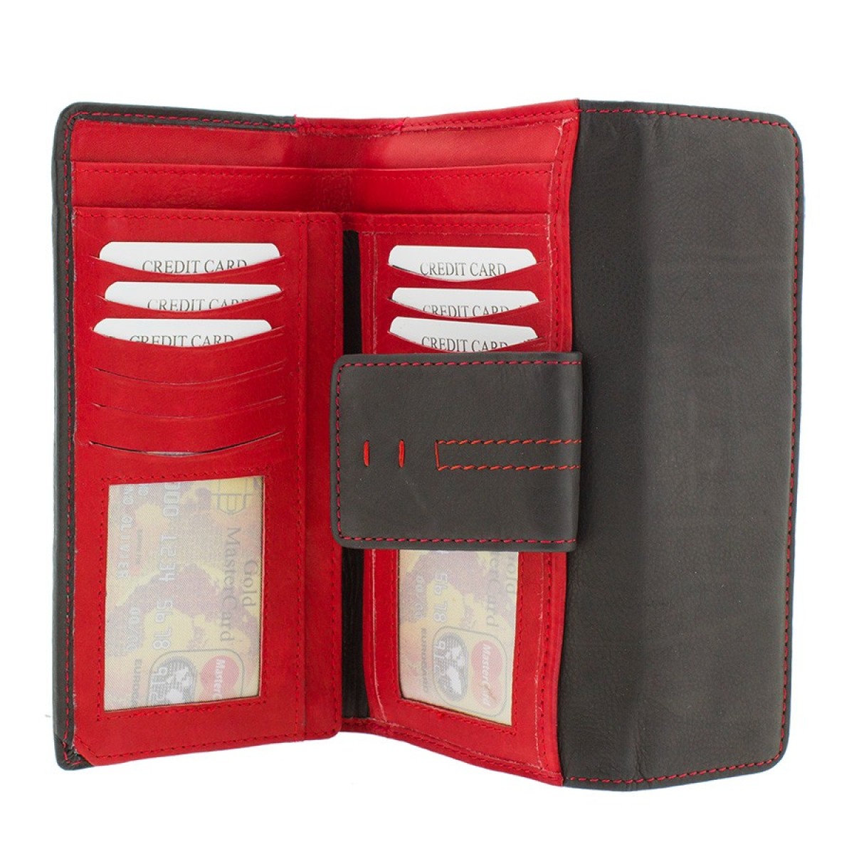Ginis Leather Γυναικείο Πορτοφόλι Δέρμα MR8 Μαύρο