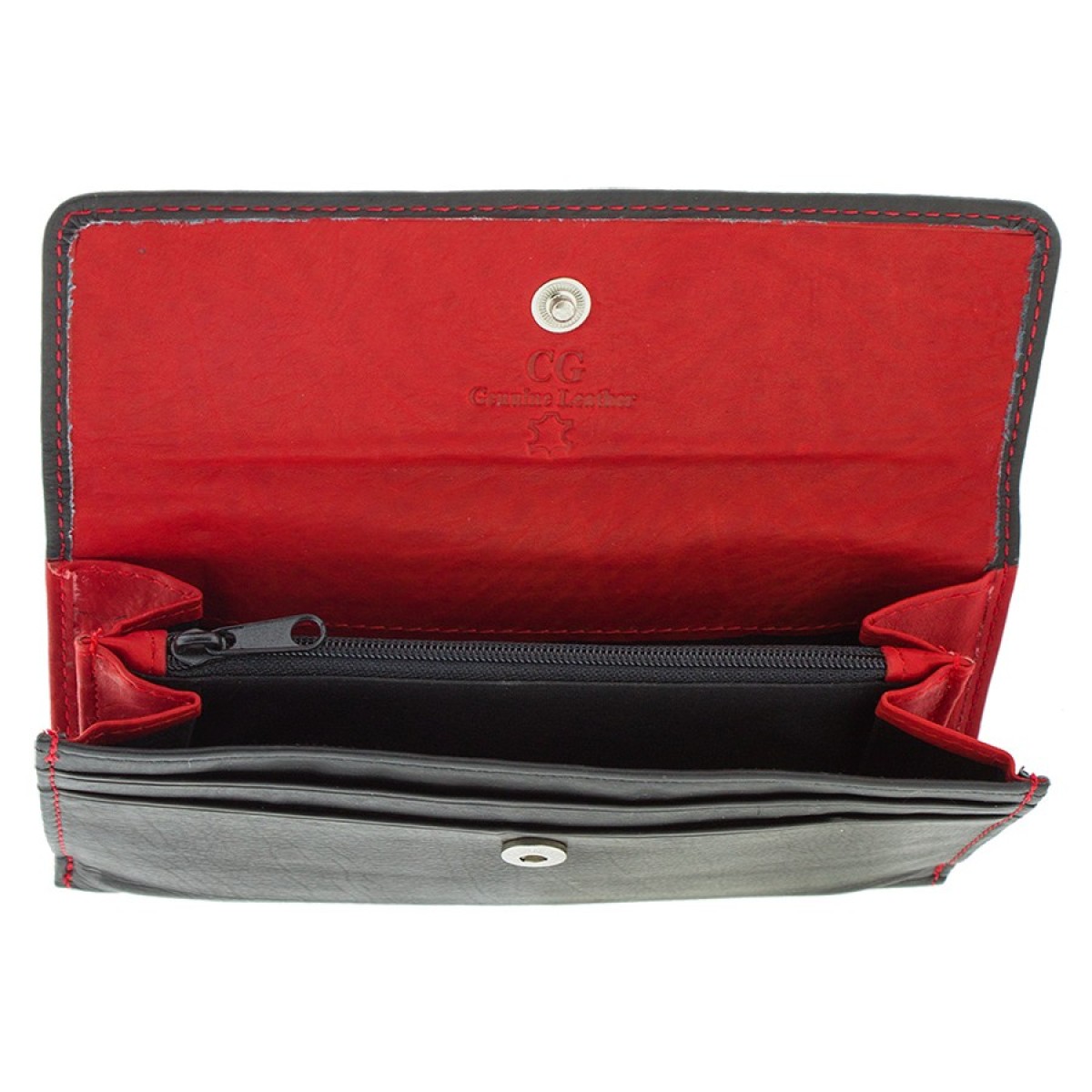 Ginis Leather Γυναικείο Πορτοφόλι Δέρμα MR8 Μαύρο