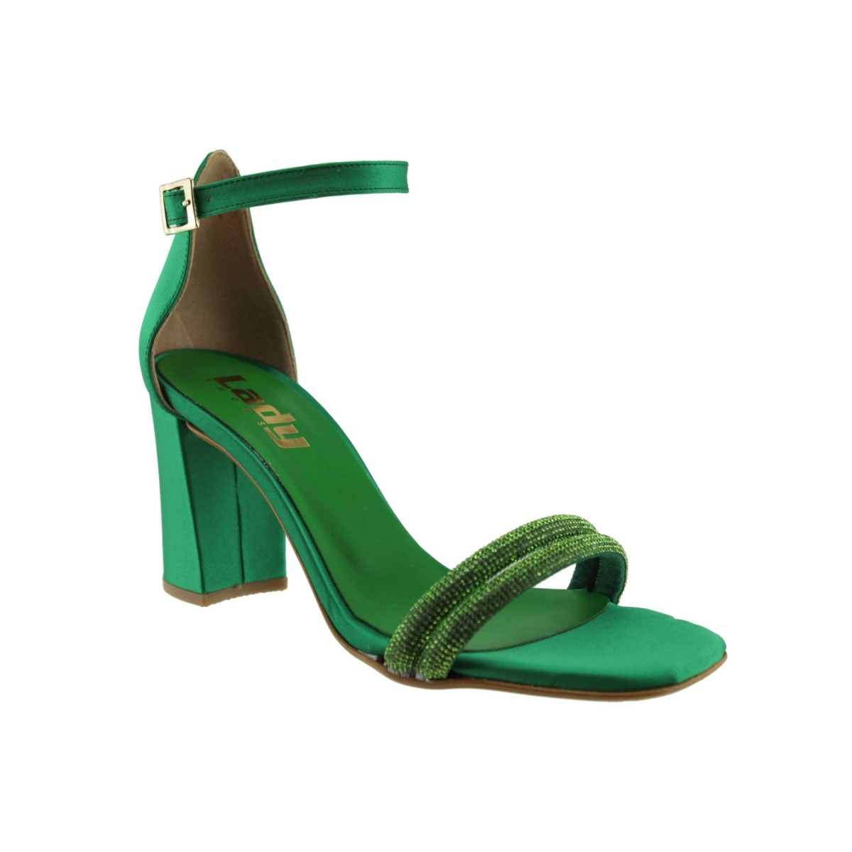 LADY Shoes Γυναικεία Πέδιλα 07 Πράσινο Satin