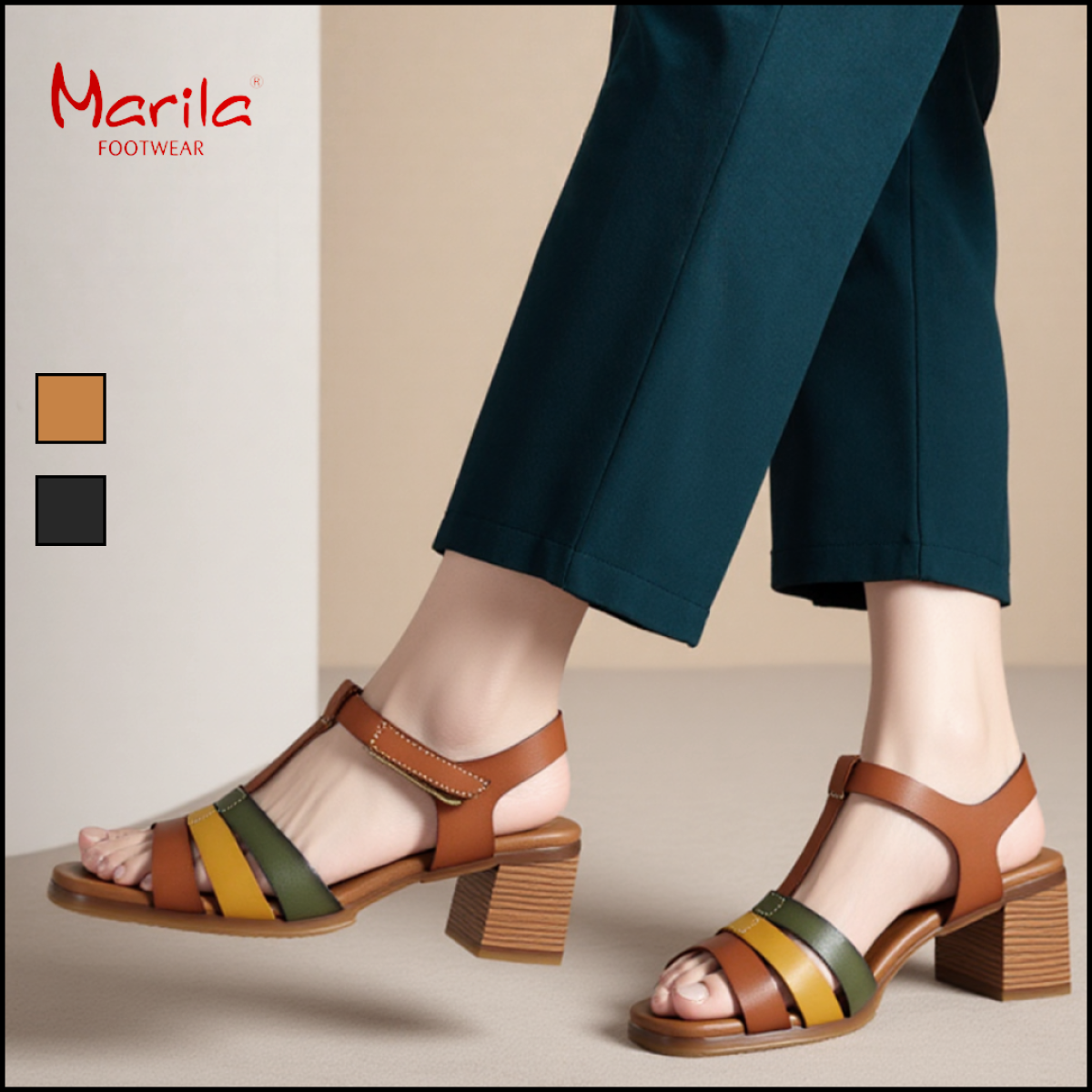 Marila Γυναικεία Πέδιλα Δέρμα 748-26017 Ταμπά Πολύχρωμο