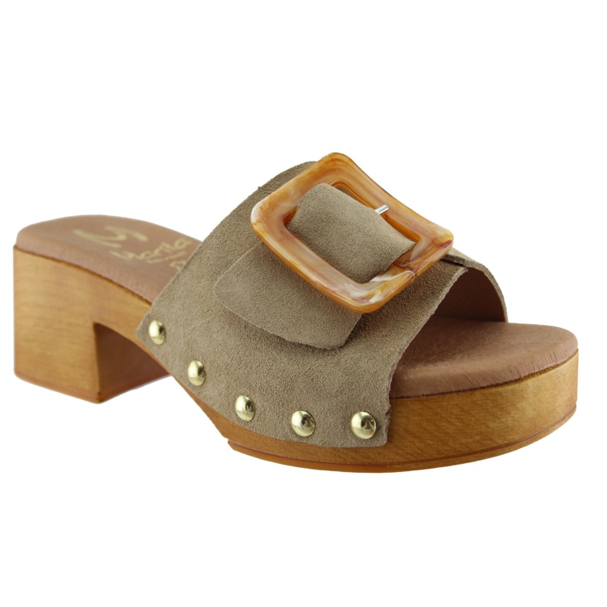 Marila Γυναικεία Mules Δέρμα 748-25004 Μπεζ Suede