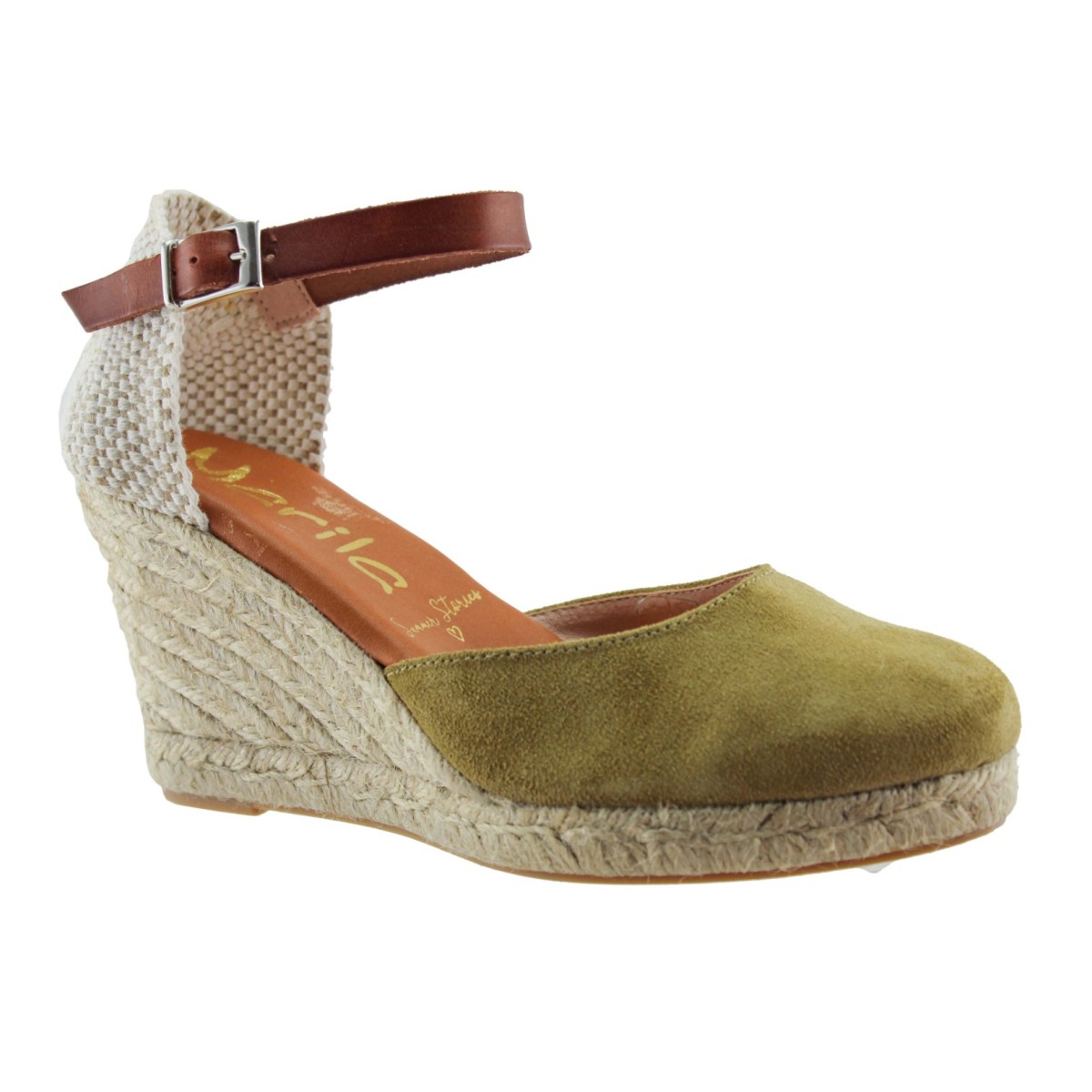 Marila Γυναικείες Espadrilles Δέρμα 748-23235 Χακί Suede
