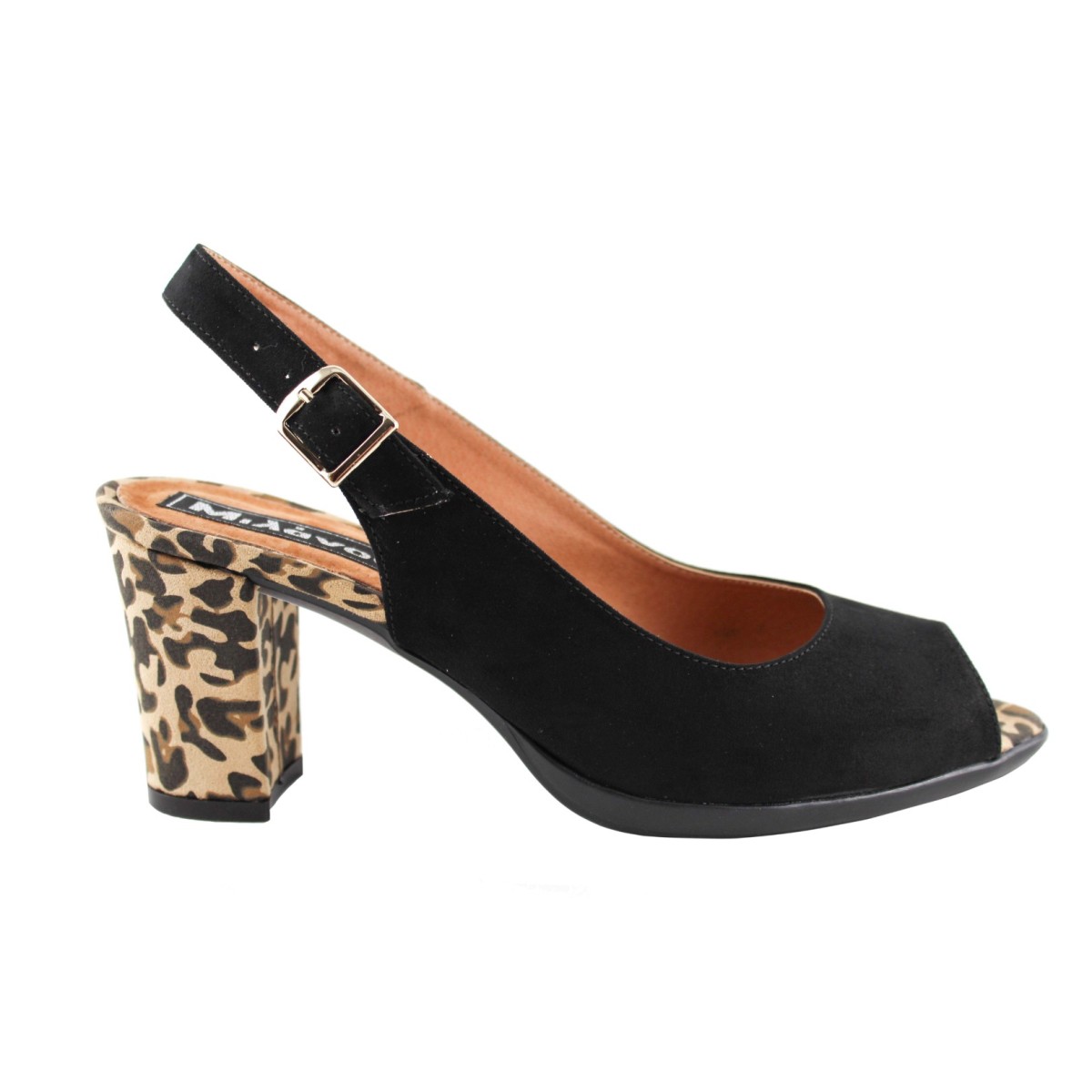Milanos Γυναικεία Πέδιλα 4607 Μαύρο Suede Leopard