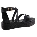 Milanos Shoes Γυναικεία Πέδιλα Flatforms Δέρμα 310 Μαύρο