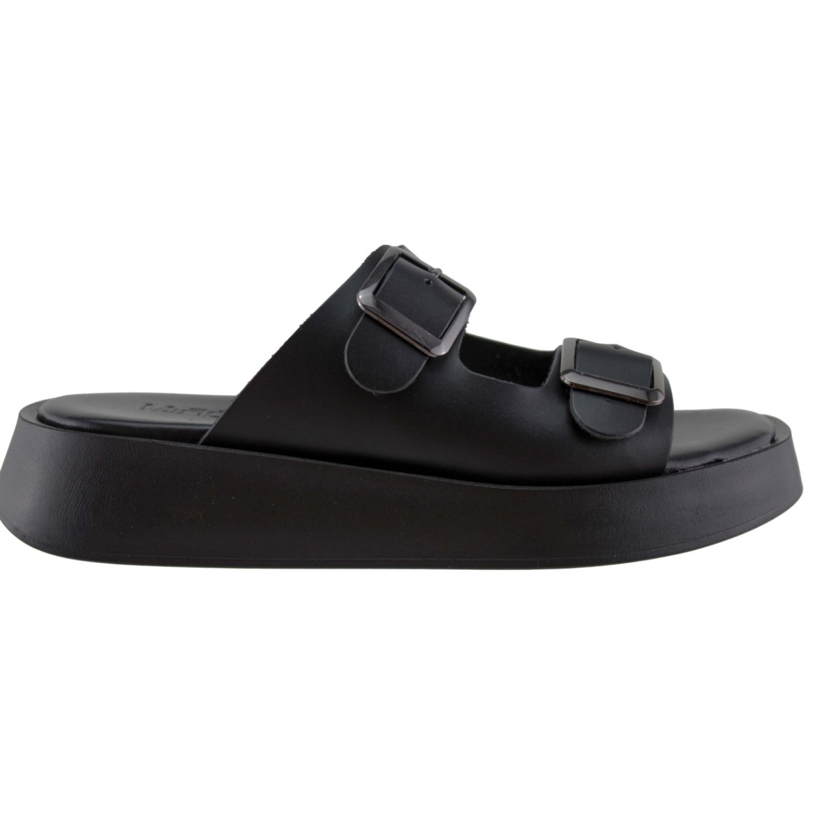 Milanos Γυναικεία Σανδάλια Flatform Δέρμα 219 Μαύρο