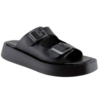 Milanos Γυναικεία Σανδάλια Flatform Δέρμα 219 Μαύρο
