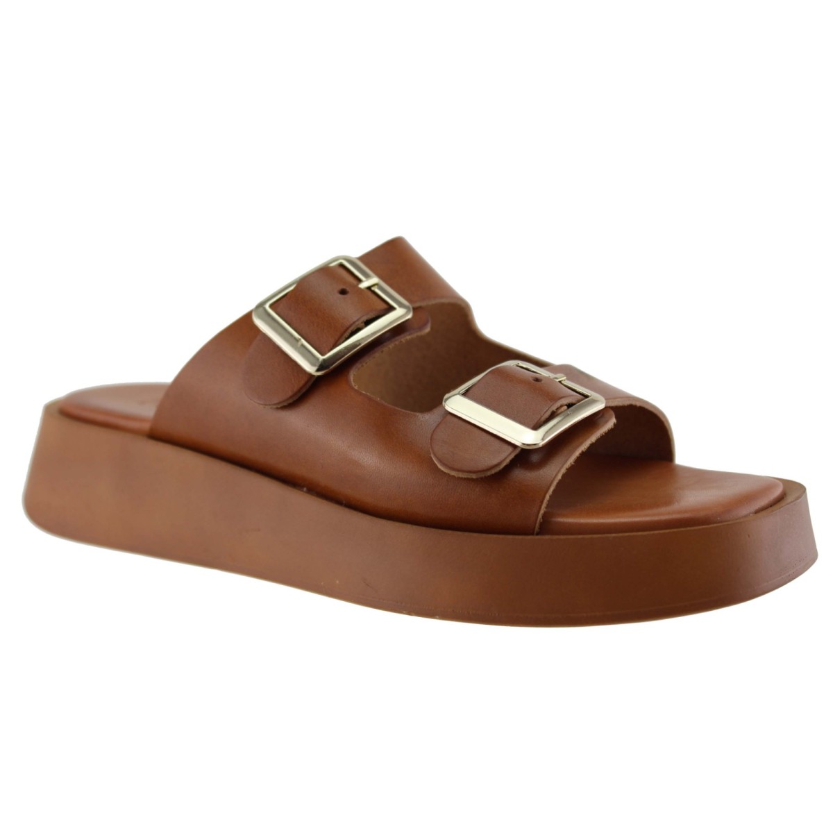 Milanos Γυναικεία Σανδάλια Flatform Δέρμα 219 Ταμπά