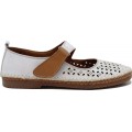 Road Shoes Γυναικεία casual Δέρμα 17216 Λευκό