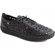Road Shoes Γυναικεία Μοκασίνια Δέρμα 17191 Μαύρο