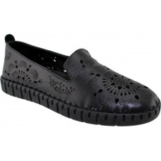 Road Shoes Γυναικεία Μοκασίνια Δέρμα 17272 Μαύρο