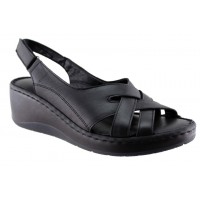 Road Shoes Γυναικεία Πέδιλα Πλατφόρμες Δέρμα 242 Μαύρο