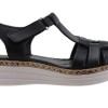 Road Shoes Γυναικεία Πέδιλα Πλατφόρμες Δέρμα 6116 Μαύρο