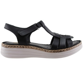 Road Shoes Γυναικεία Πέδιλα Πλατφόρμες Δέρμα 6116 Μαύρο